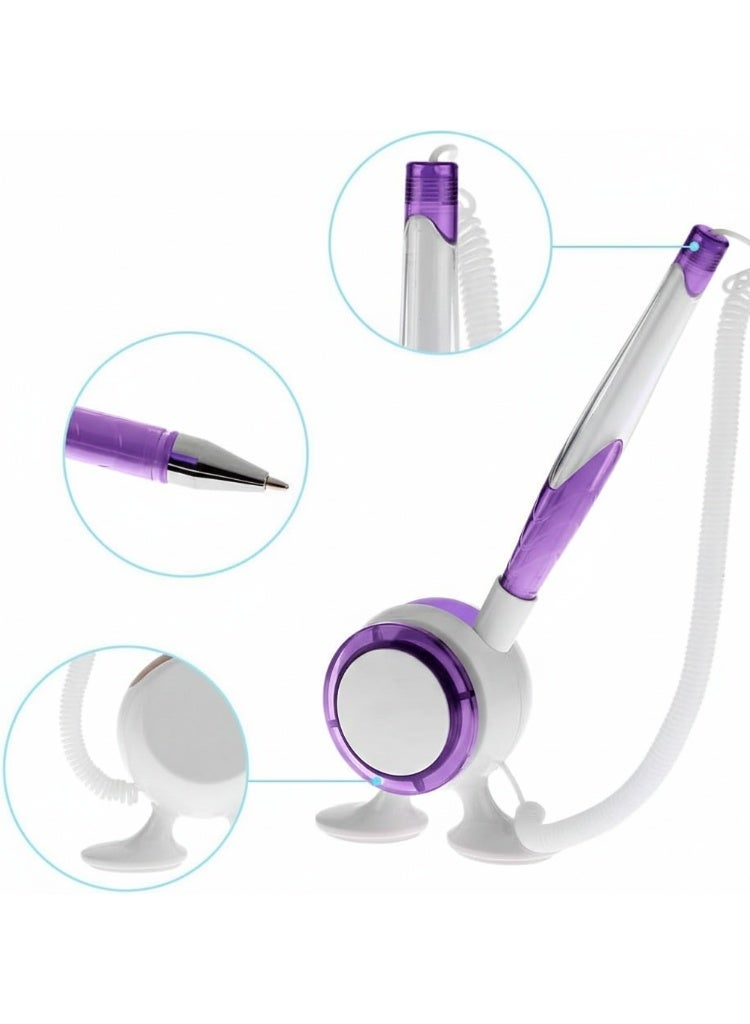 Creative Safe Ballpoint Pen with Lanyard and Double Adhesive Holder – Practical Desk Pen for Daily Use at Home, Office, Shops to Organize Writing and Easy Access (Mauve) - Image 2